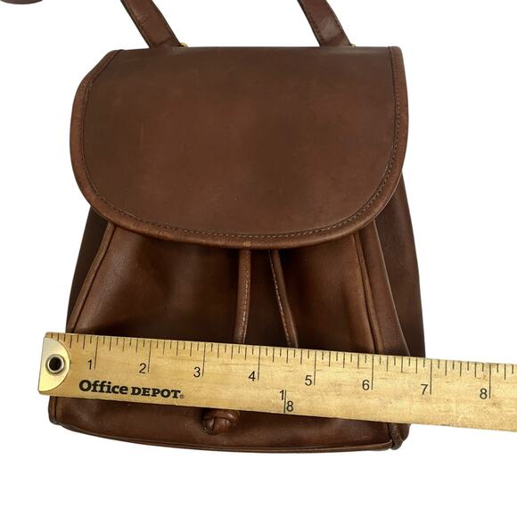 Vintage Coach Flap Drawstring Brown Leather Crossbody - Picture 10 of 11